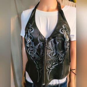 Size medium Womens leather halter(Black) by harleydavison.new with tags